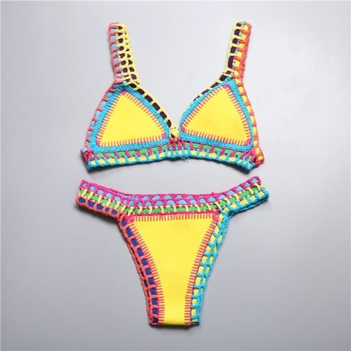 Crochet Swimwear for Female Knitted Swimsuits Neoprene Bikini Beachwear ...