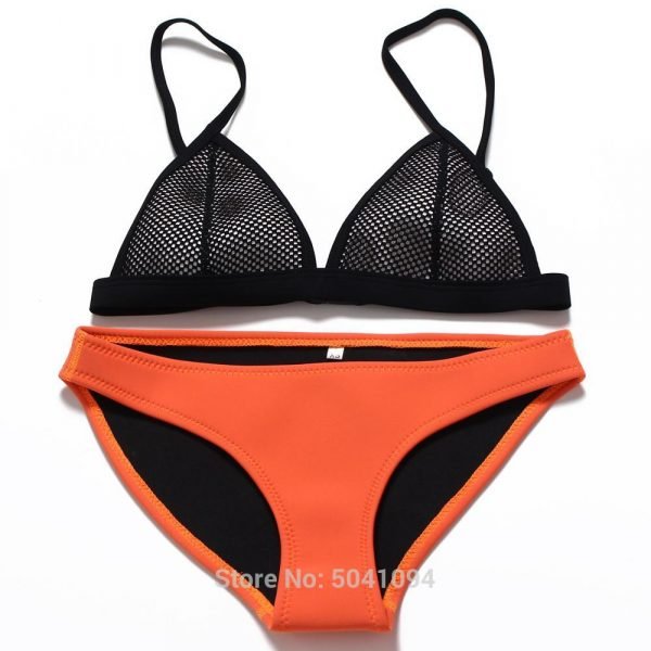 Sheshot Push Up Bikini Set Neoprene Three Point Color Matching Swimwear Women Vs Swimsuit For