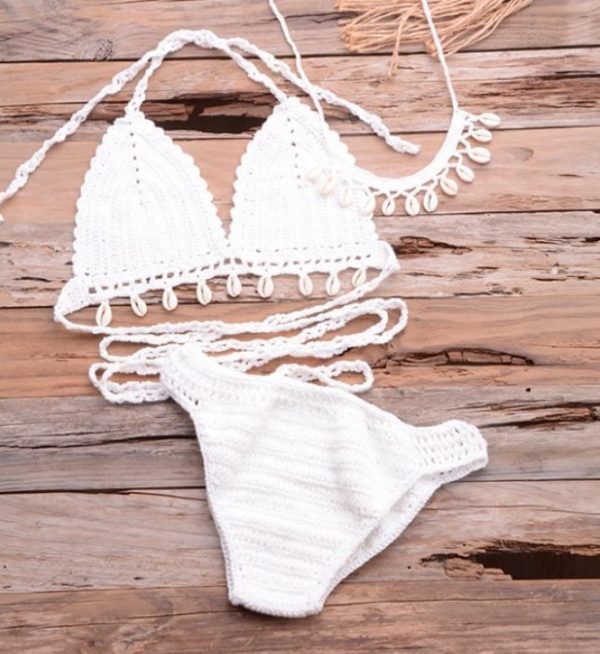 White Crochet Bathing Suit 2024