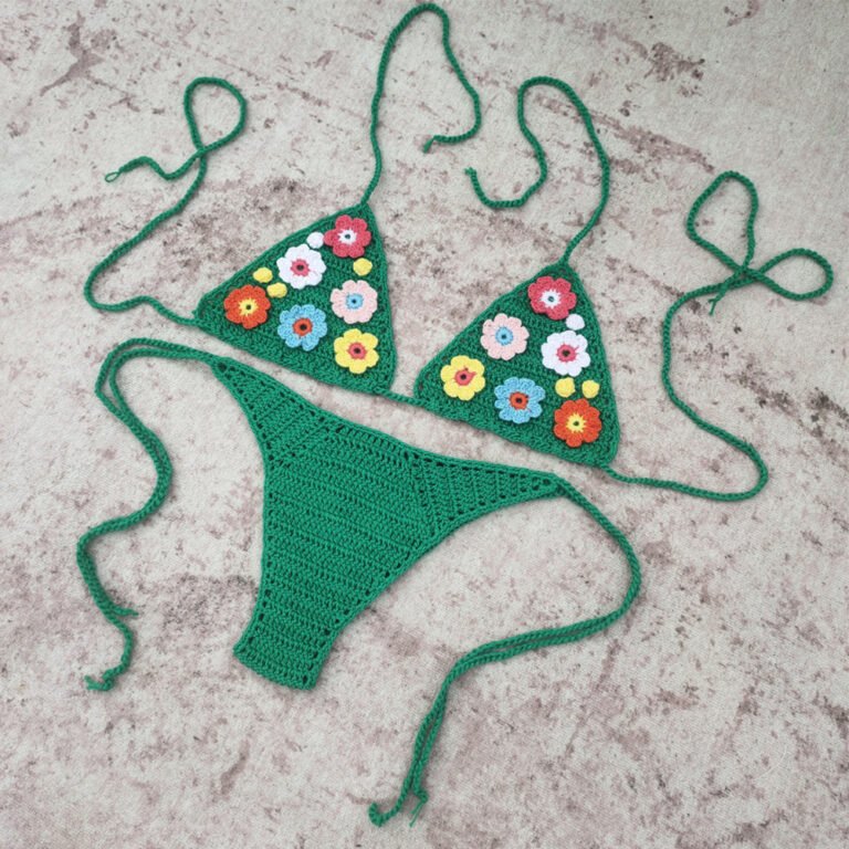 Hand Crocheted Bikini Set Women Hot Sexy Swimwear 2024